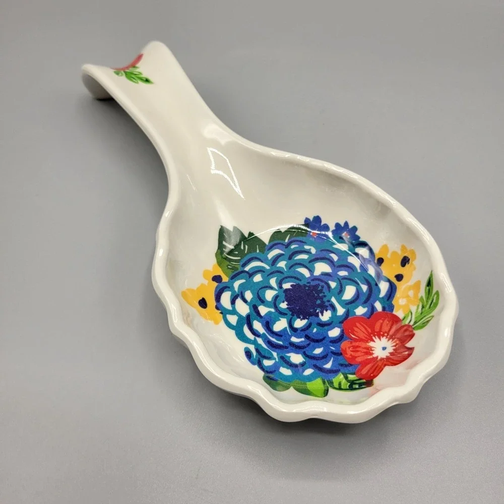 The Pioneer Woman Melamine Spoon Rest Floral Design Kitchen Utensil Holder